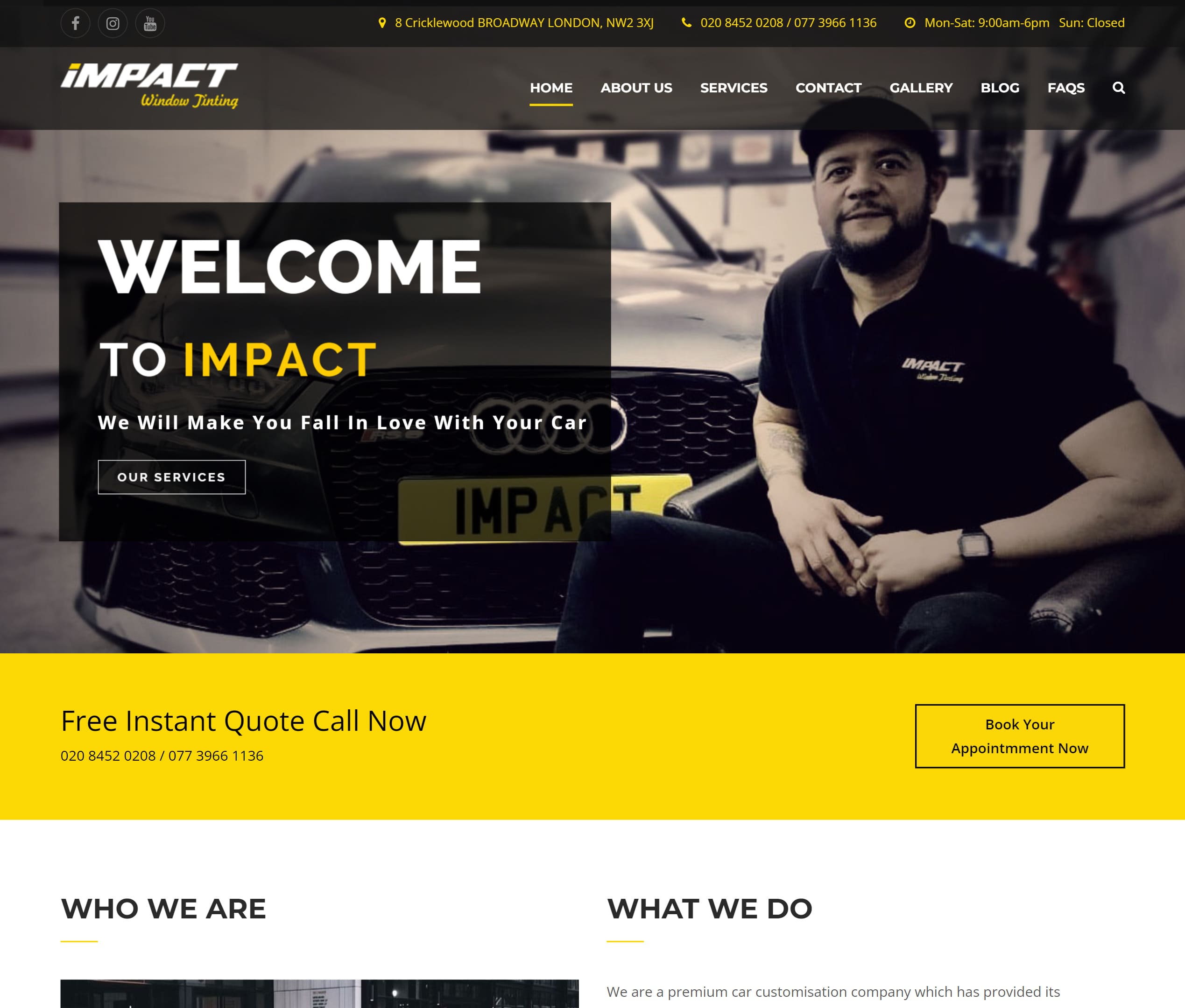 Impact Window Tinting Website portfolio